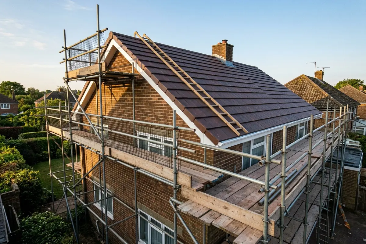 Illustration of roofing work