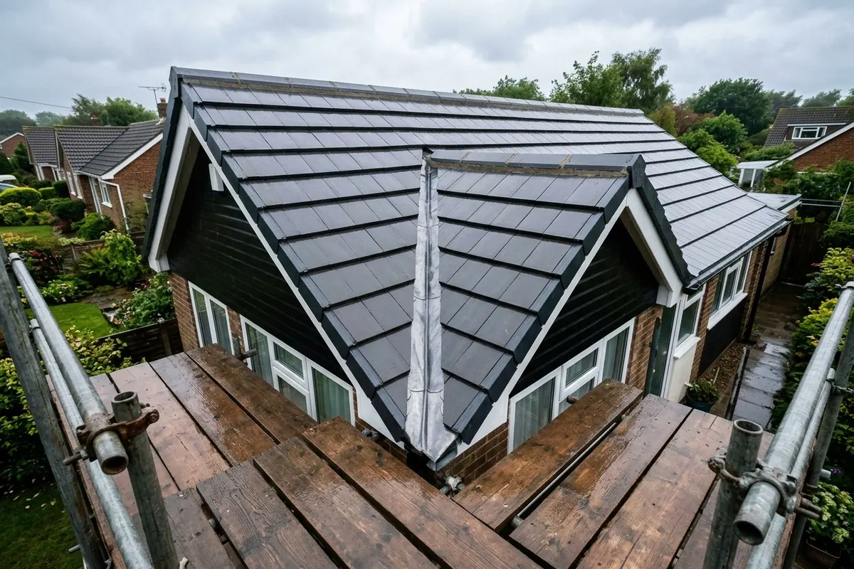 Illustration of roofing work