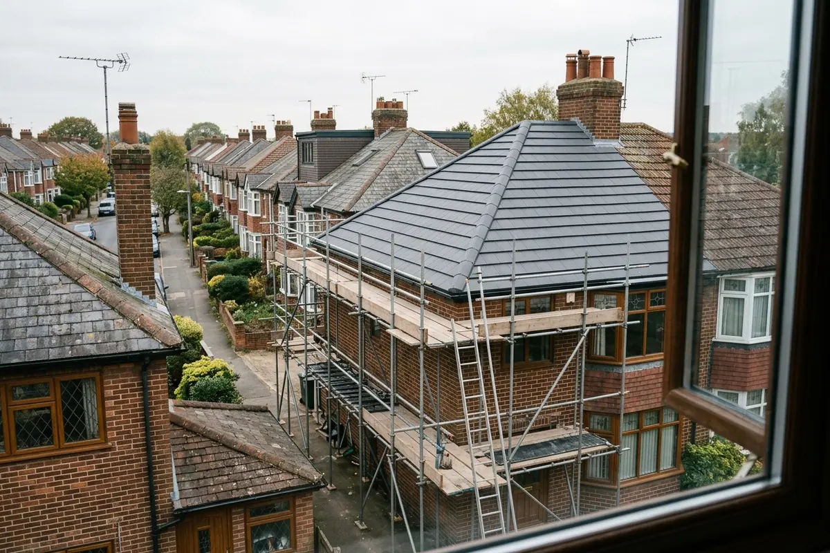 Illustration of roofing work