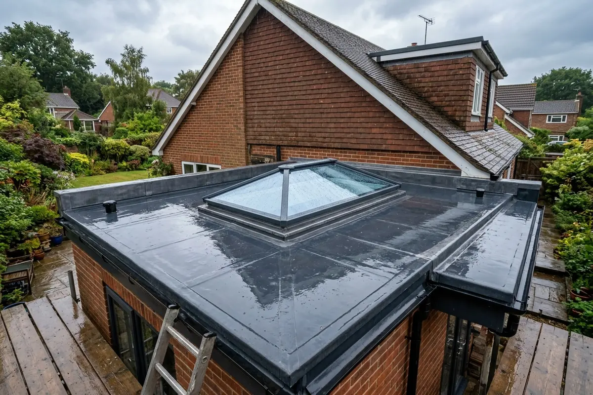 Illustration of flat roofing work