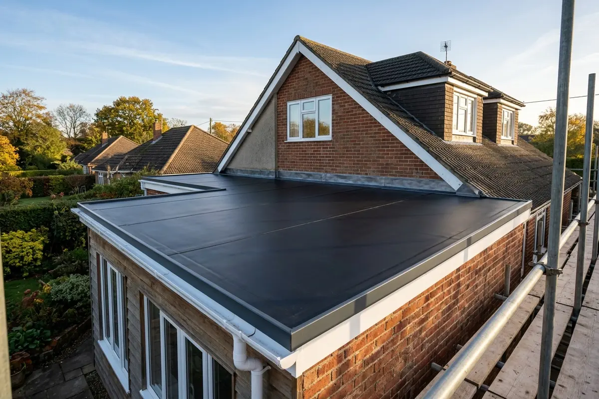Illustration of flat roofing work