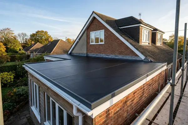 Illustration of flat roofing work