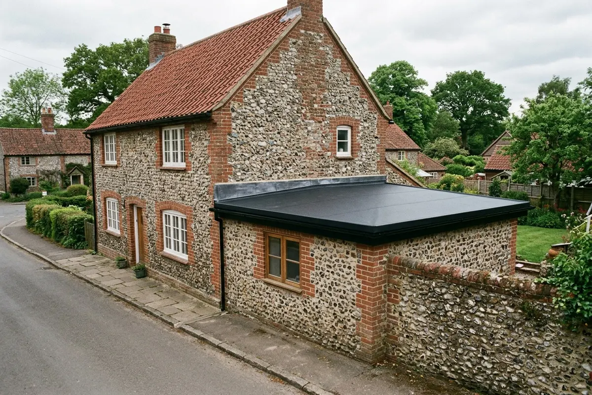 Illustration of flat roofing work