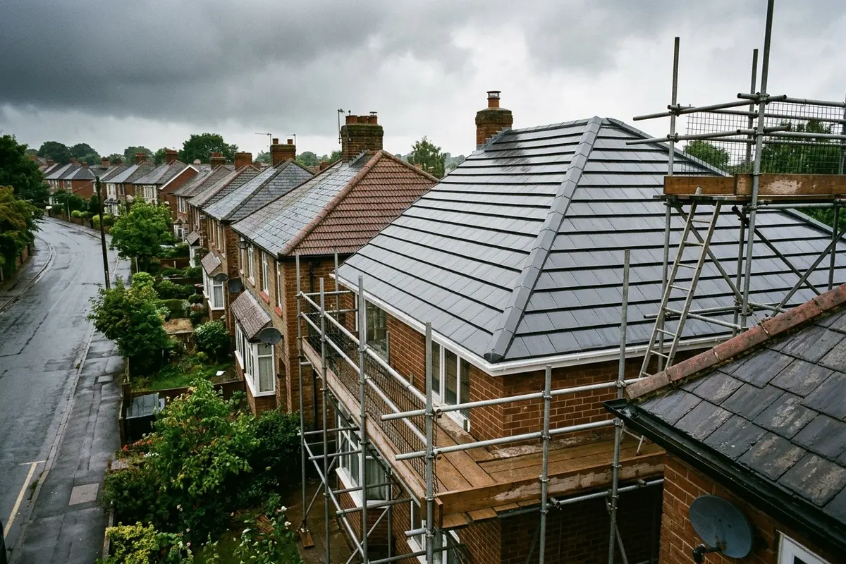 Illustration of roofing work