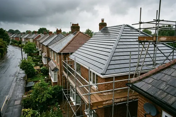 Illustration of roofing work