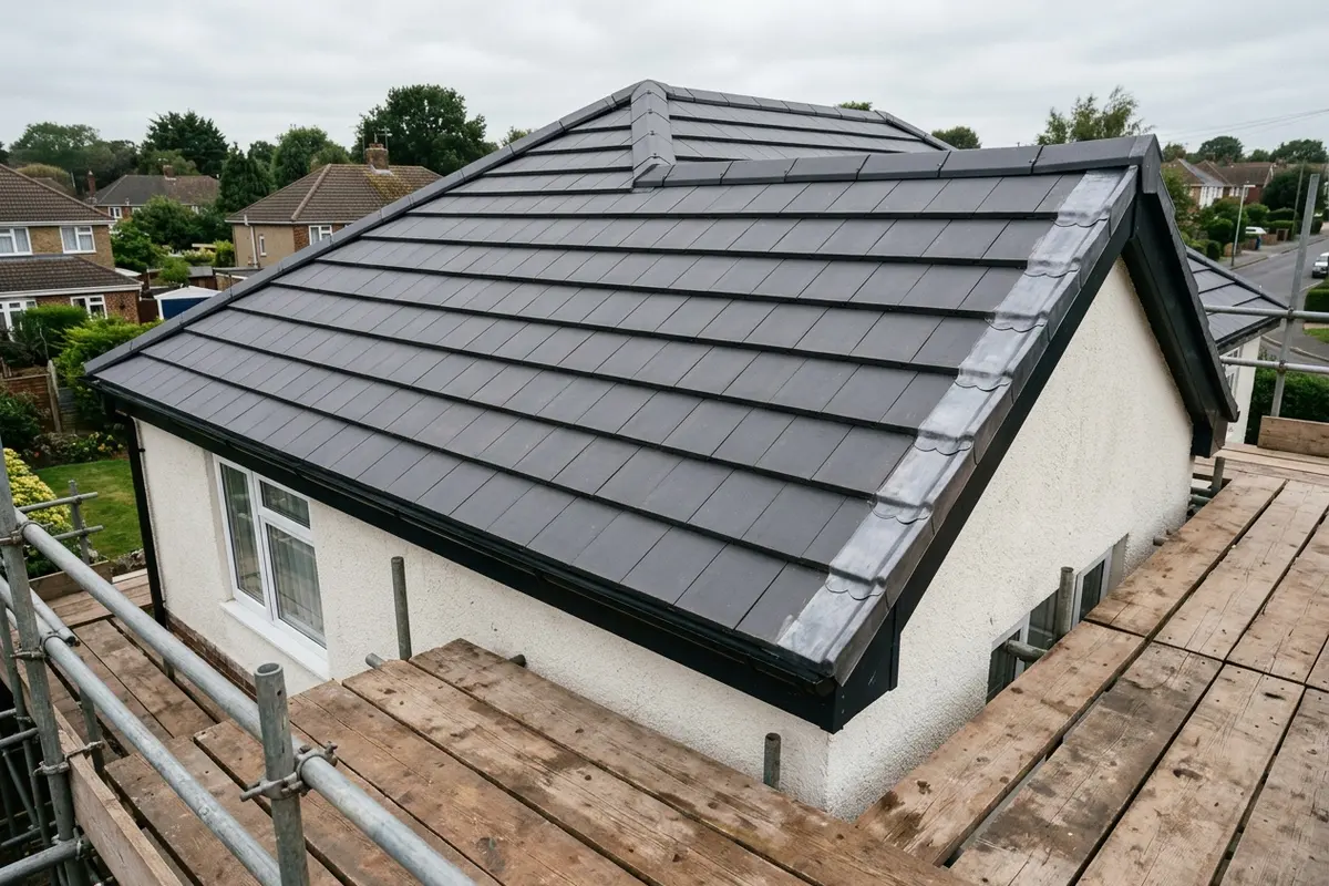 Illustration of roofing work