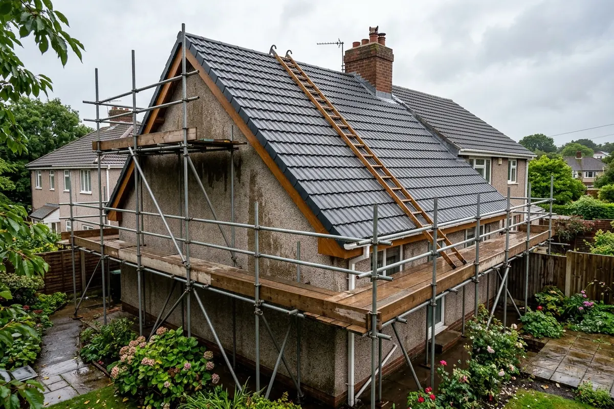 Illustration of roofing work