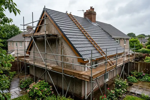 Illustration of roofing work