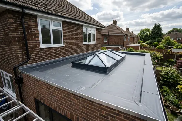 Illustration of flat roofing work