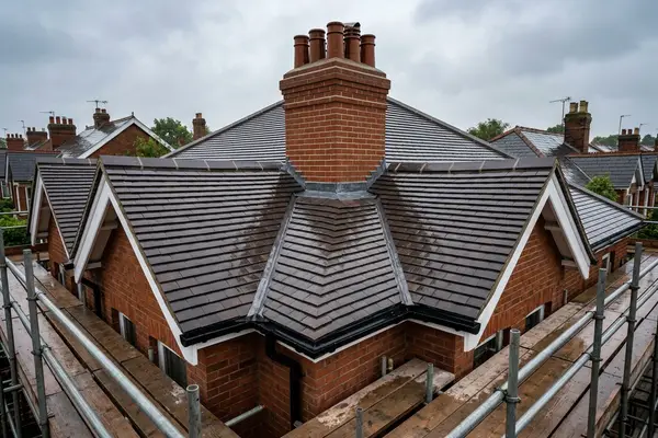 Illustration of roofing work