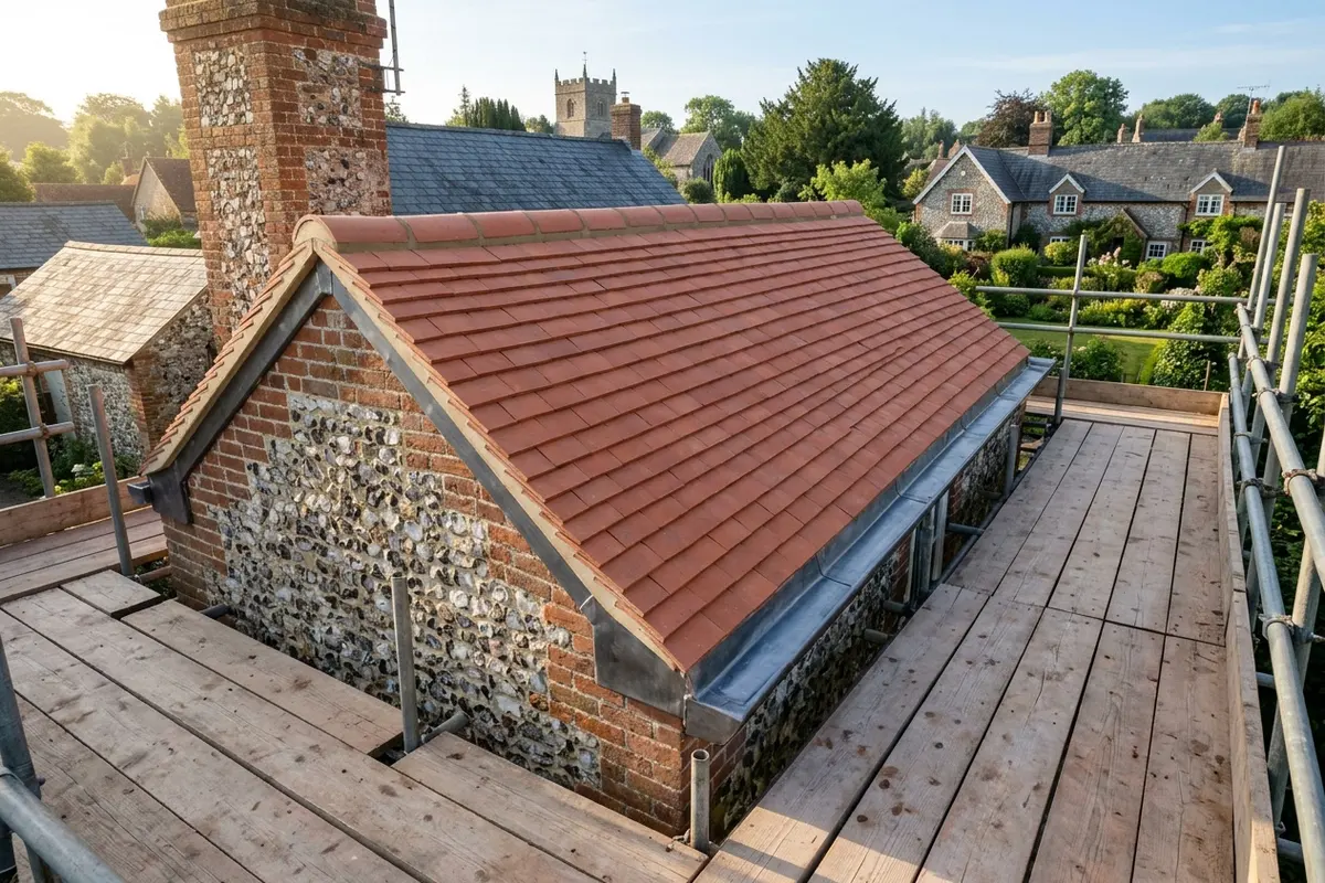 Illustration of roofing work