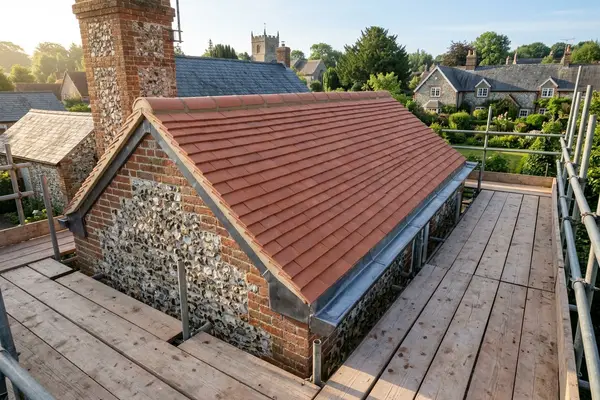 Illustration of roofing work