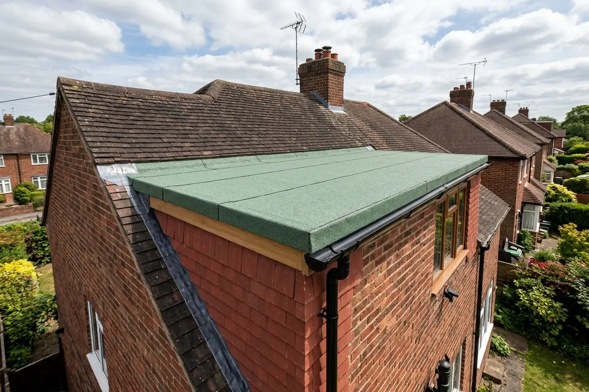 Illustration of flat roofing work