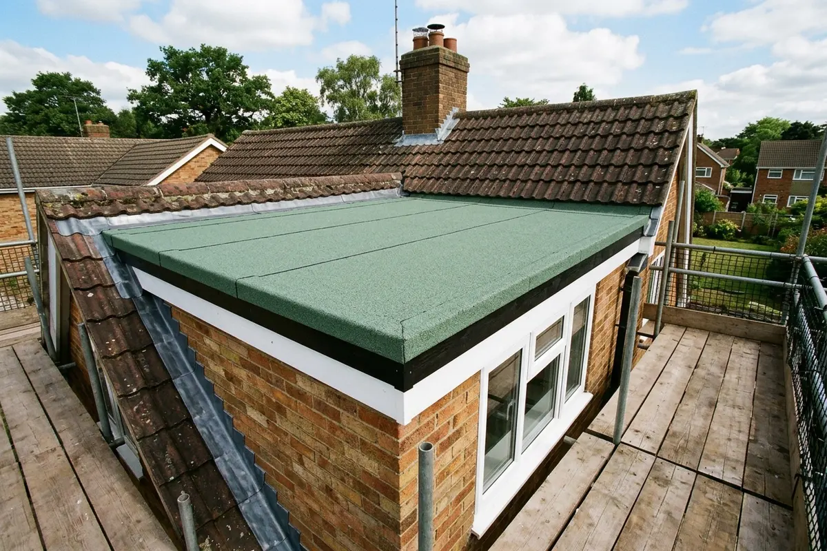 Illustration of flat roofing work