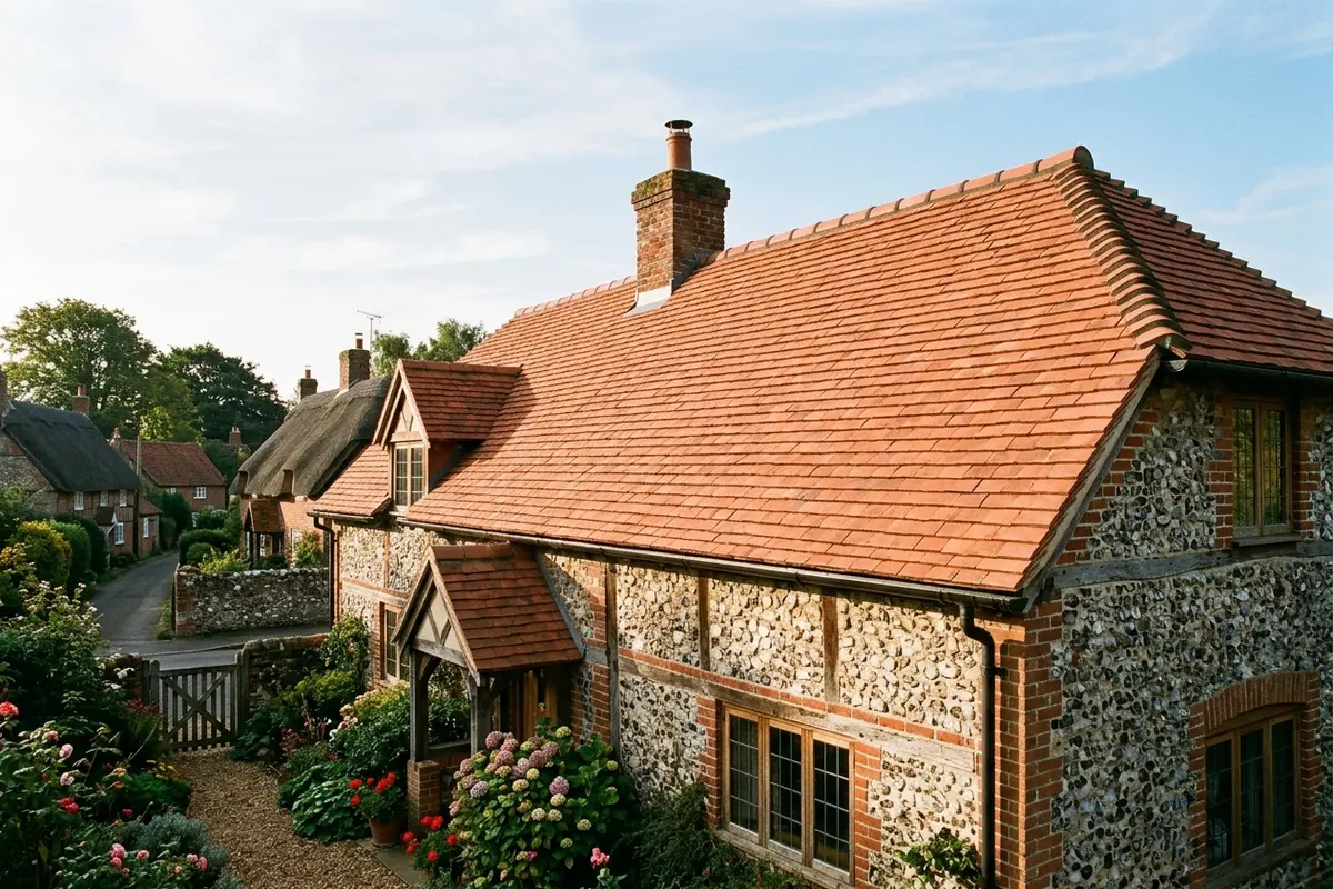 Illustration of a tiled roof