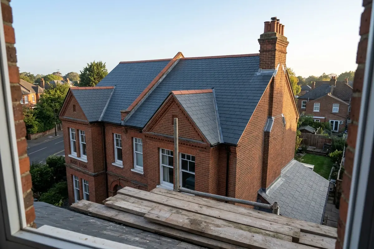Illustration of roofing work