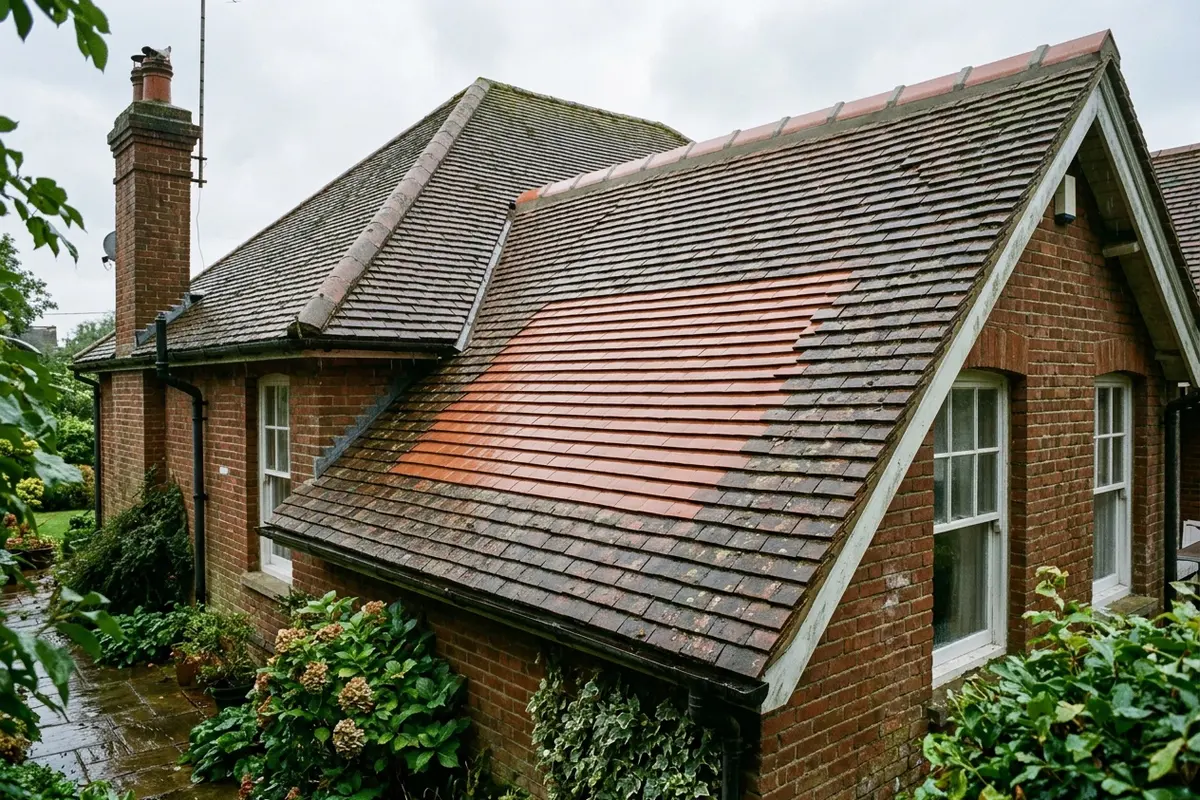 Illustration of a roof repair