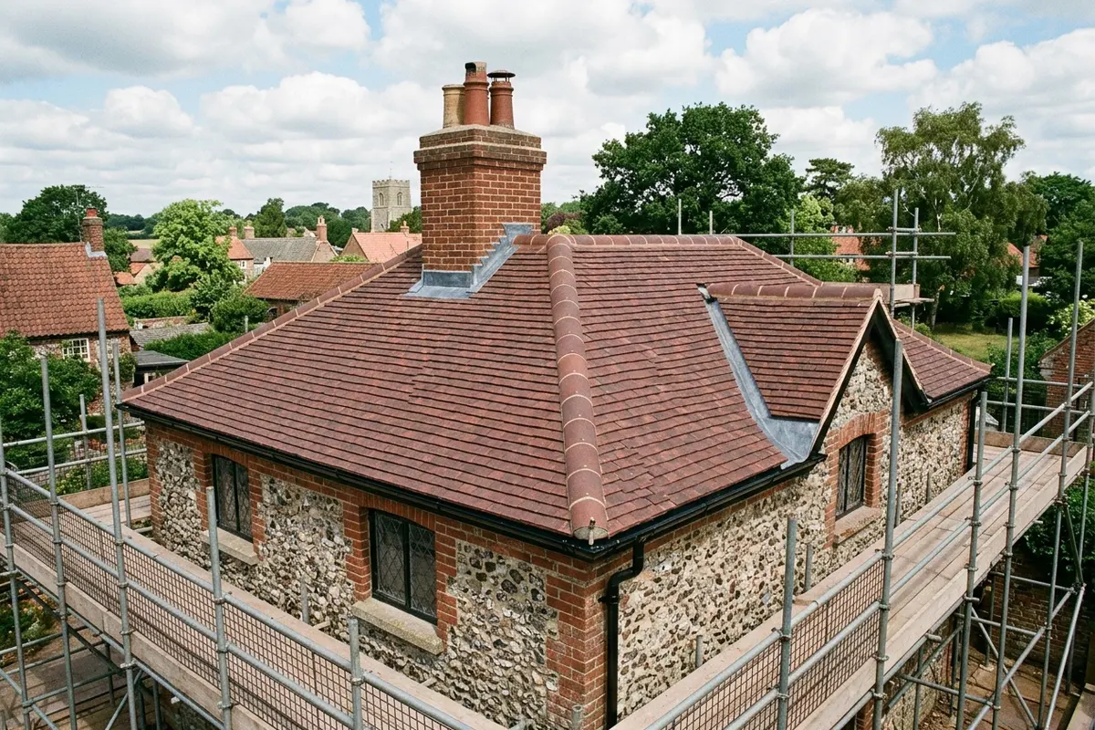 Illustration of a new roof being fitted