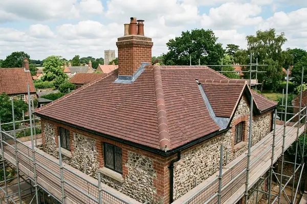 Illustration of a new roof being fitted