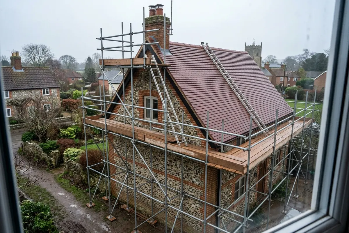 Illustration of roofing work