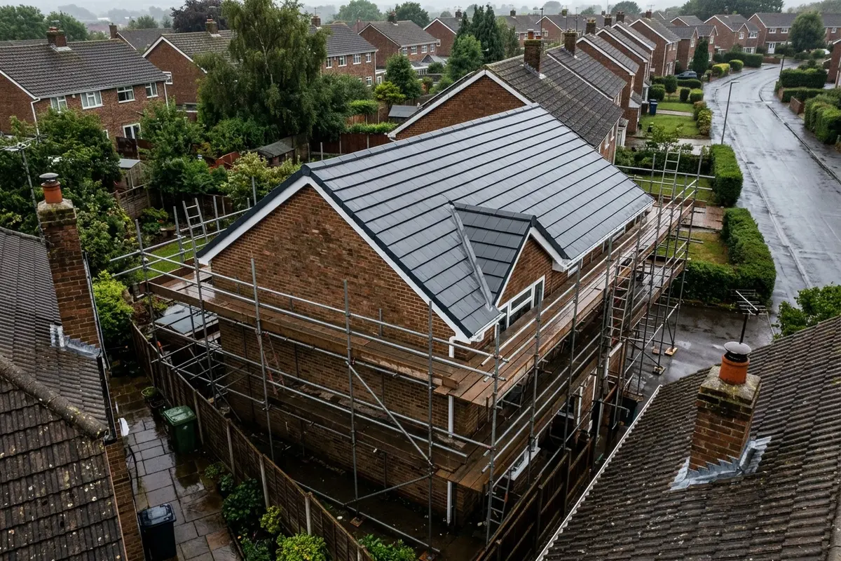 Illustration of roofing work