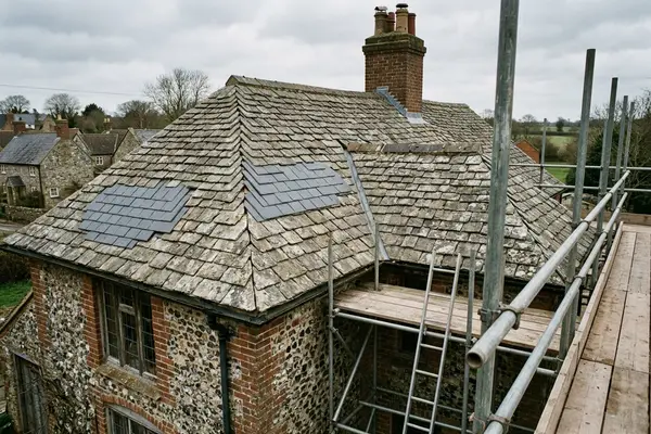 Illustration of a roof repair