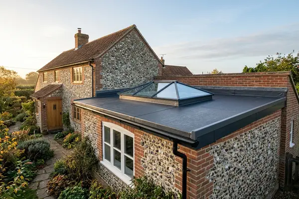 Illustration of flat roofing work