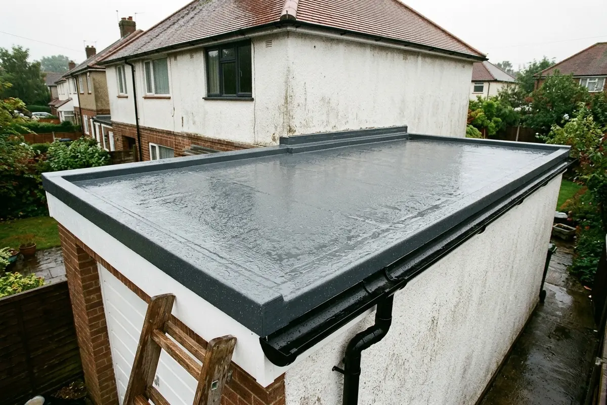 Illustration of flat roofing work