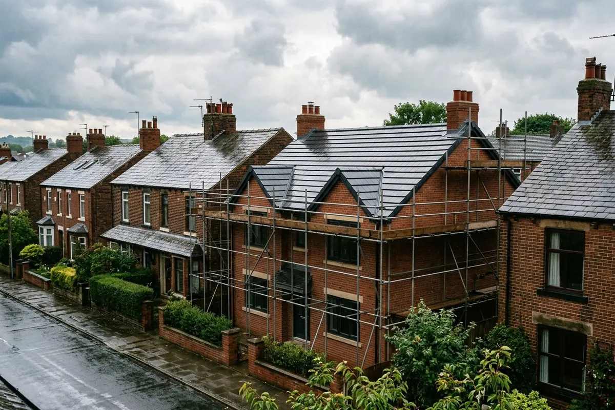 Illustration of roofing work