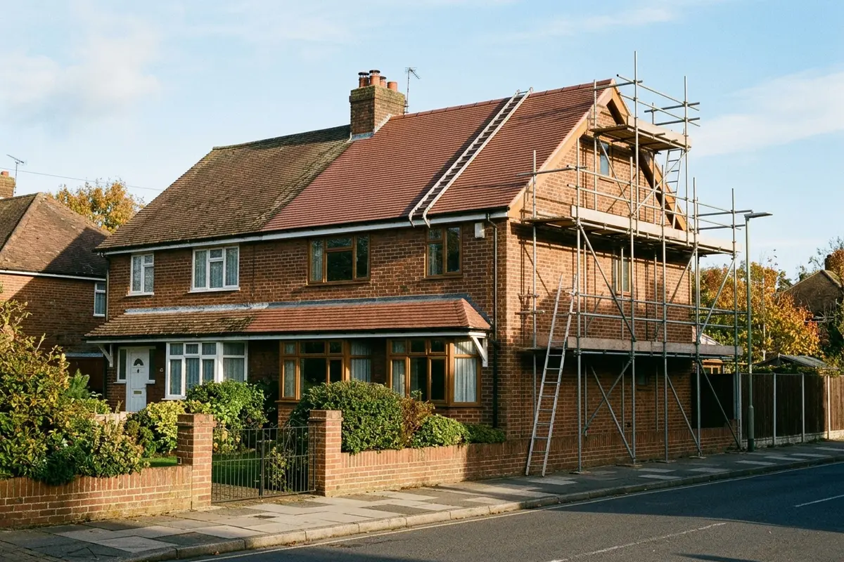 Illustration of roofing work