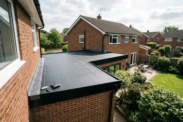 Illustration of flat roofing work
