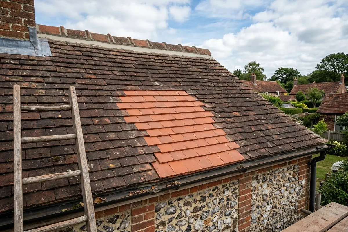 Illustration of a roof repair
