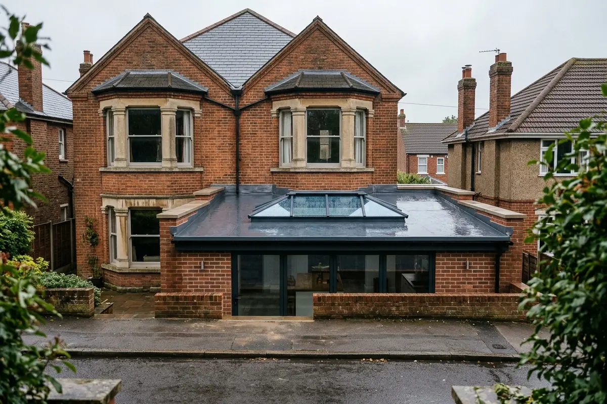 Illustration of flat roofing work