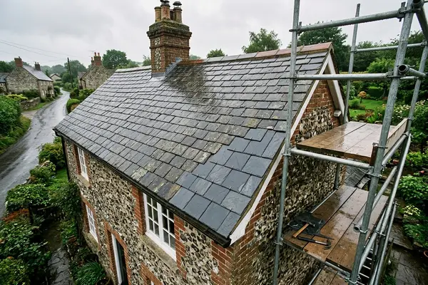 Illustration of a roof repair