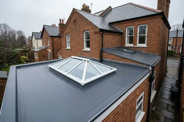 Illustration of flat roofing work