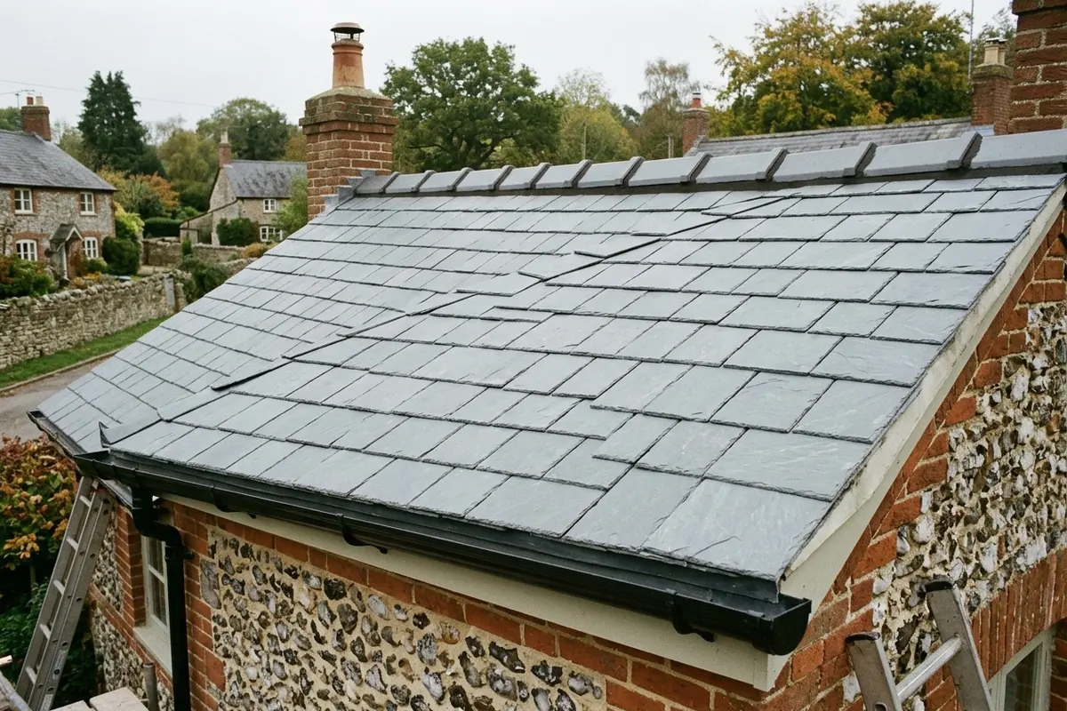 Illustration of a slate roof