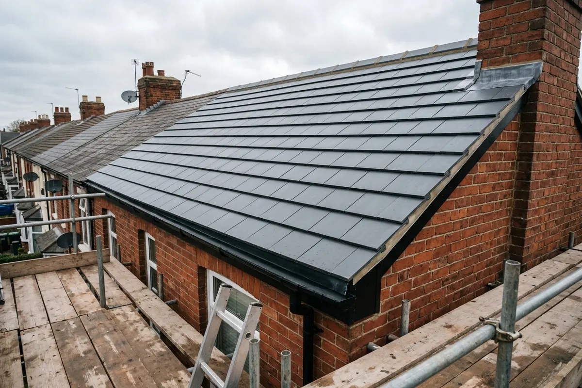 Illustration of roofing work