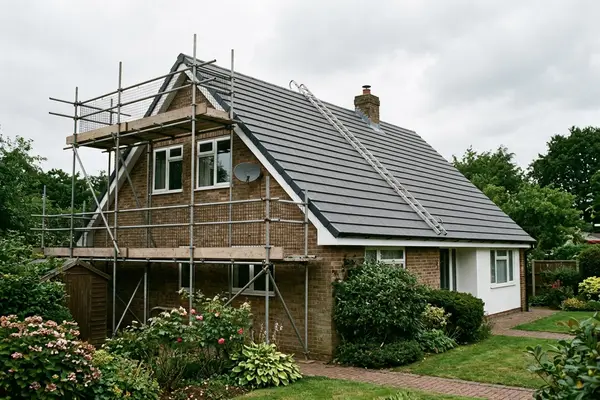 Illustration of roofing work