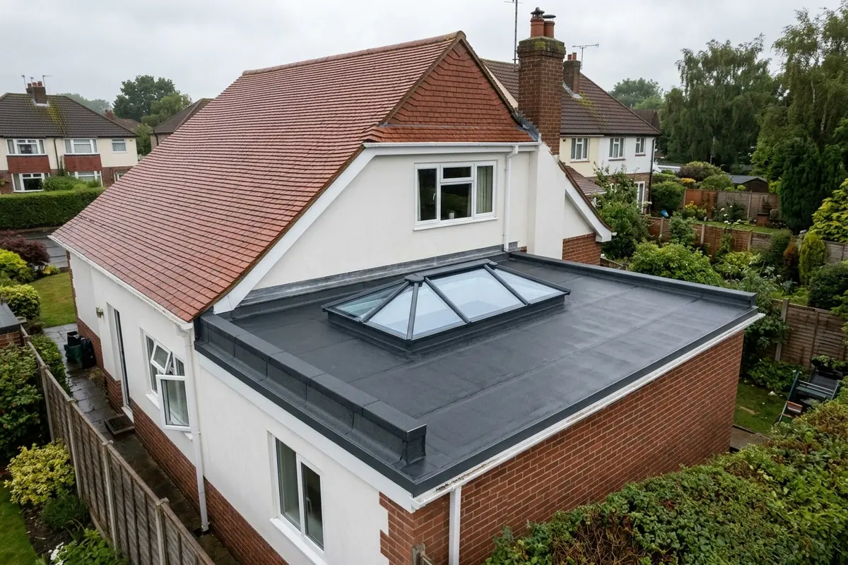 Illustration of flat roofing work