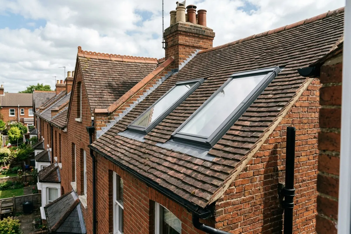 Illustration of roof windows fitted in a roof