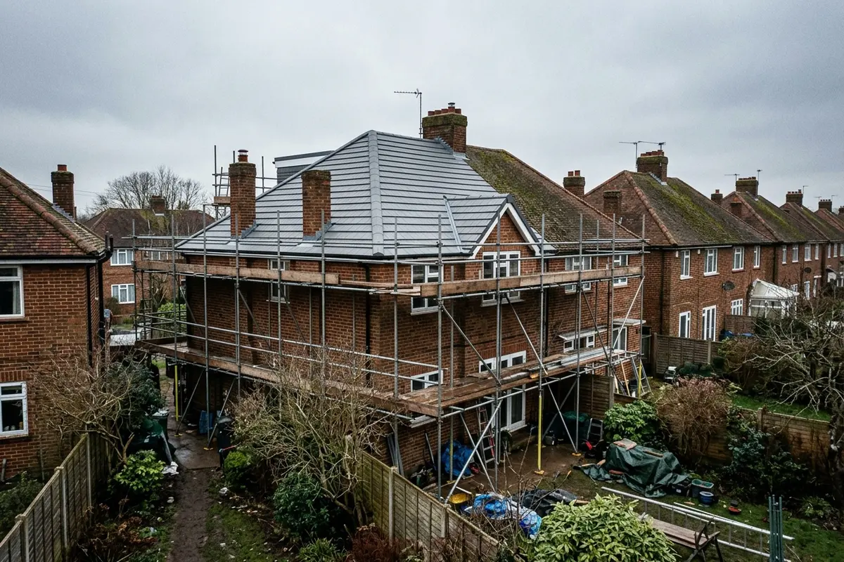 Illustration of roofing work