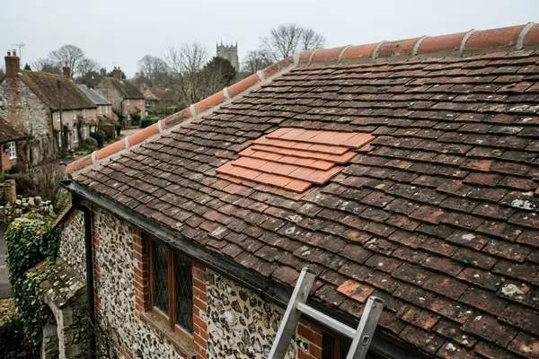 Illustration of a roof repair