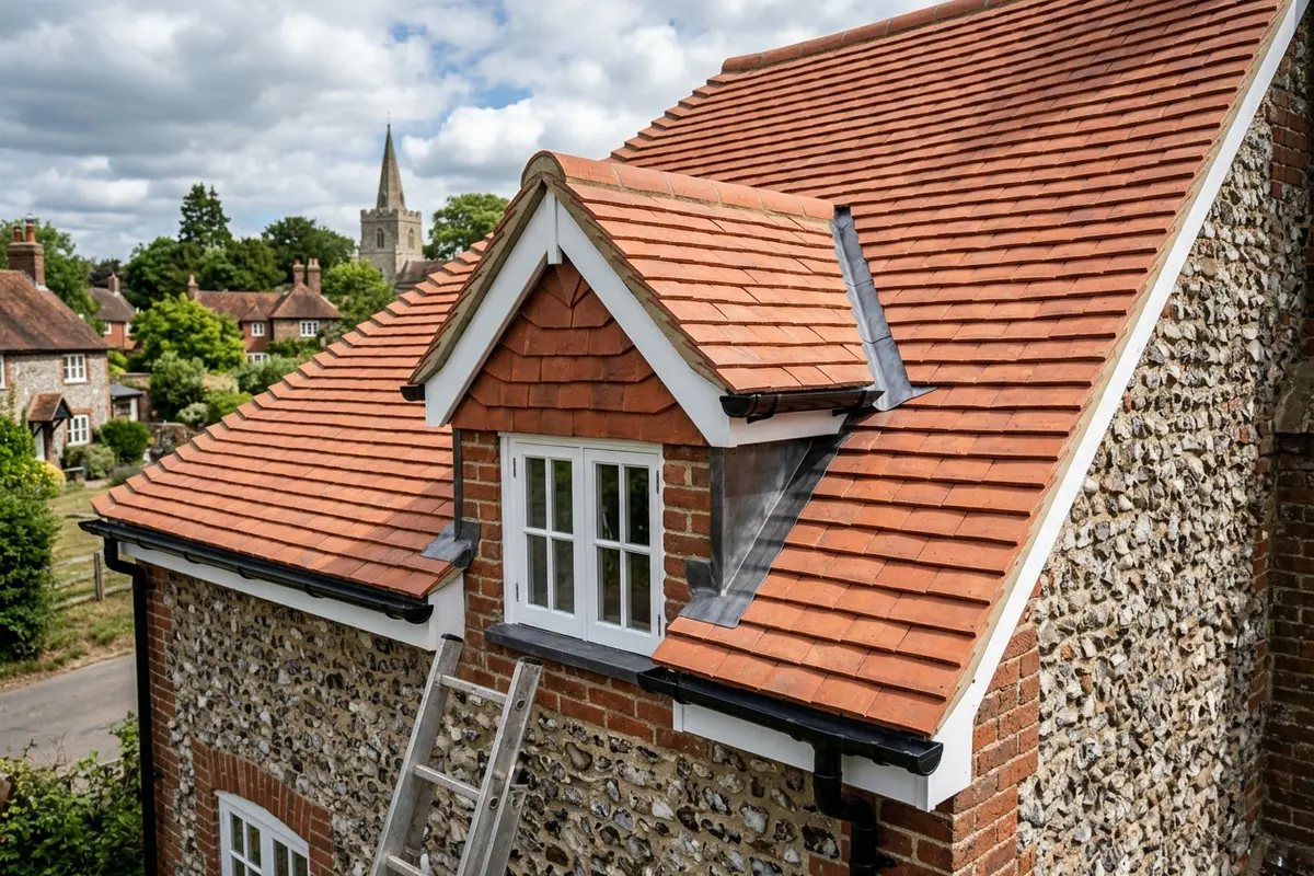 Illustration of roofing work