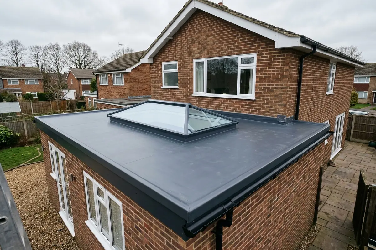 Illustration of flat roofing work