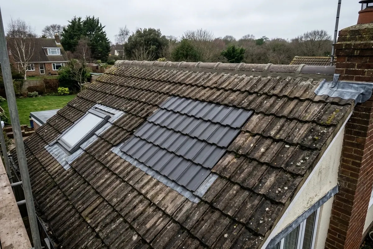 Illustration of a roof repair