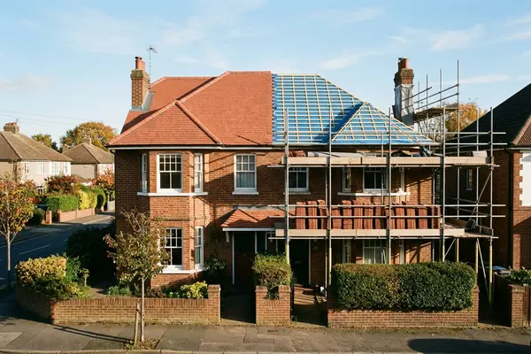 Illustration of a new roof being fitted