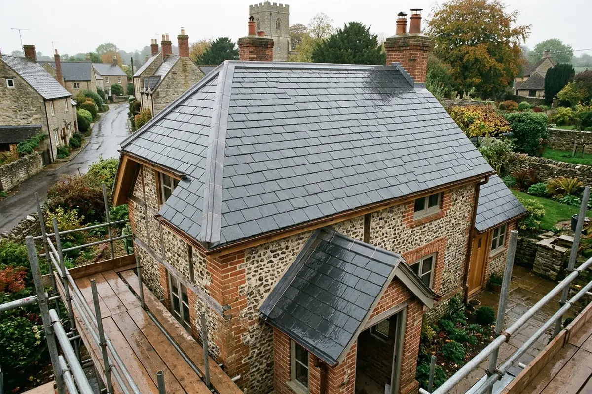 Illustration of a slate roof