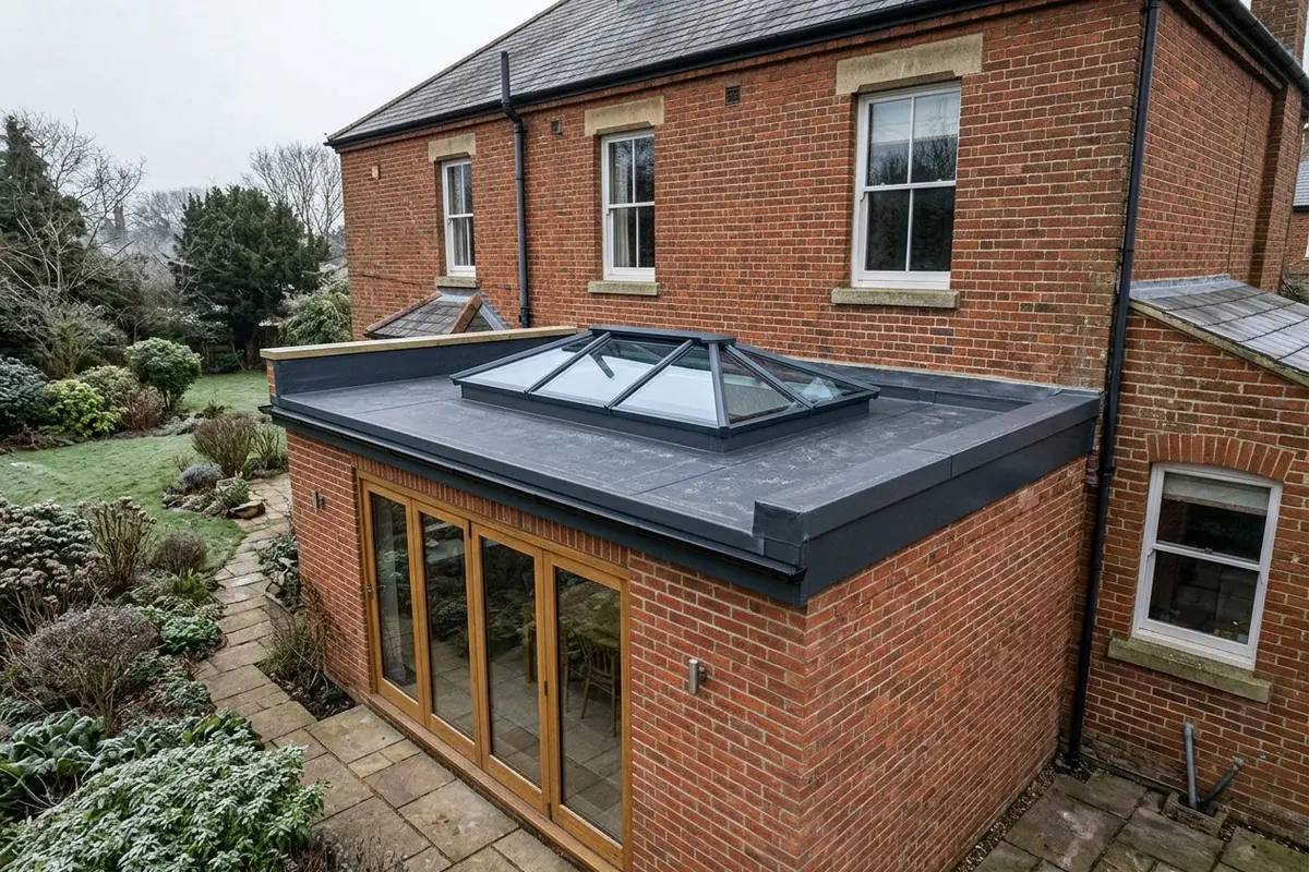 Illustration of flat roofing work
