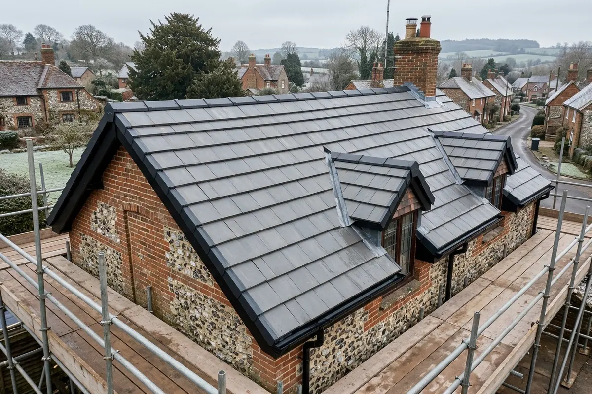 Illustration of a tiled roof