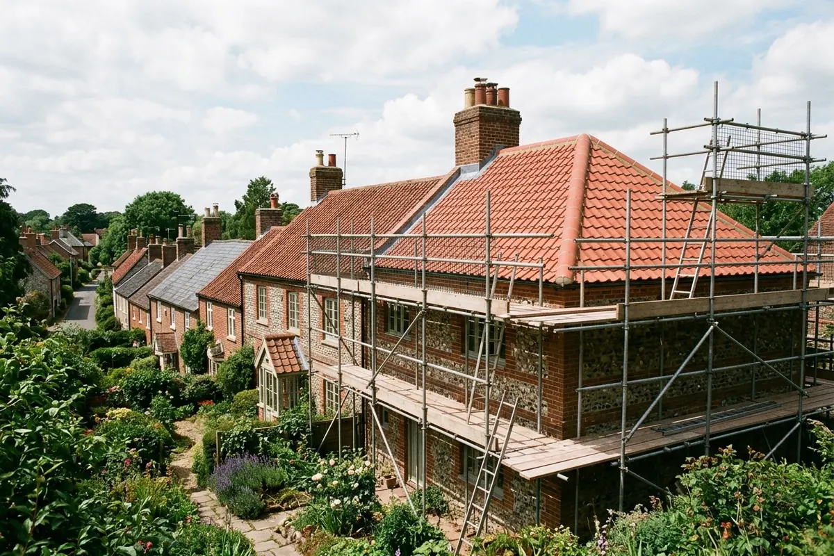 Illustration of roofing work